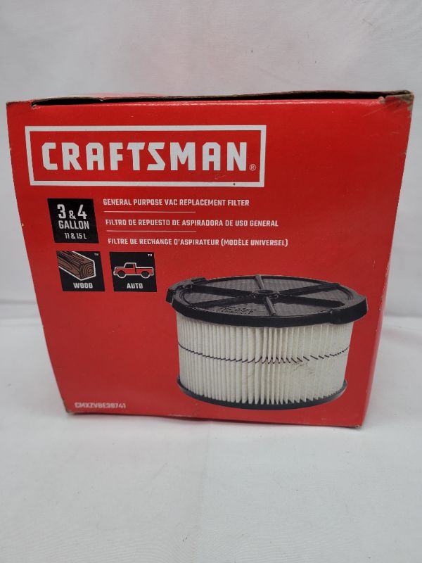 Photo 2 of CRAFTSMAN CMXZVBE38741 1/2 Height Purple Stripe General Purpose Wet/Dry Vac Replacement Filter for 3 and 4 Gallon Shop Vacuums