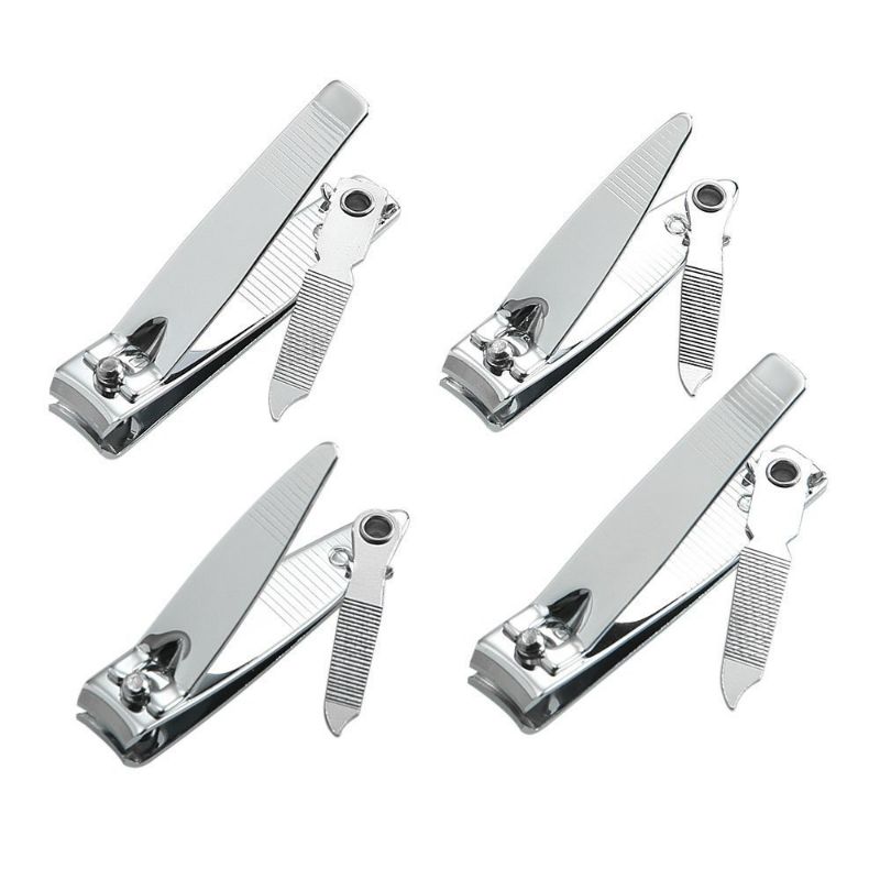 Photo 1 of (2 pack) 4 Pcs Nail Clippers For Fingernails and Tonenail by QLL - Swing Out Nail Cleaner/File - Sharpest Stainless Steel Clipper - Wide Easy Press Lever - Nail Cutter