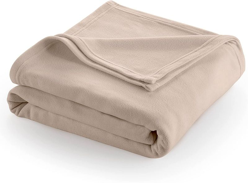 Photo 2 of Martex 1B06849 Super Soft Fleece Lightweight Reversible Cozy Warm Sofa Blanket Low Lint Luxury Hotel Style All Seasons Layering Solid Pet Friendly Twin Size Bed and Couch Blankets, Twin, Beige Beige Twin