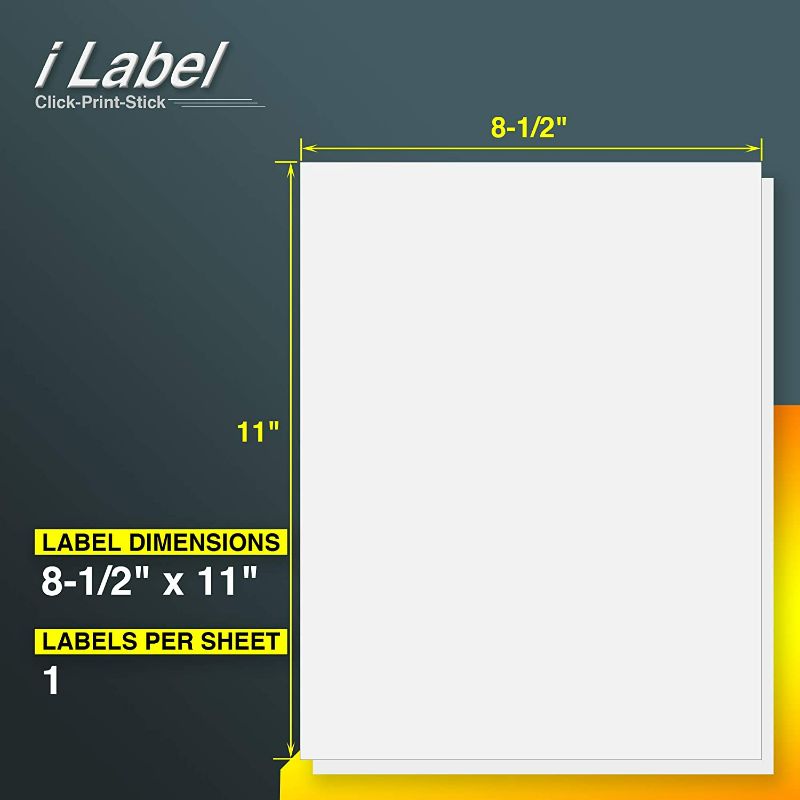 Photo 2 of 8.5" x 11" Full Sheet Label Sticker Paper for Laser & Inkjet Printers [100 Sheets,100 Labels]