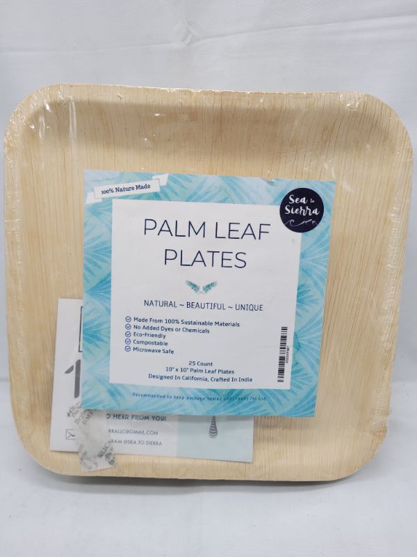 Photo 1 of 10 Inch Palm Leaf Plates - 25 Pack - Sturdy and Eco-Friendly Bamboo Plates Disposable, Disposable Plastic and Paper Plates for Party