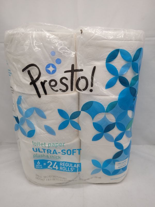 Photo 2 of Amazon Brand - Presto! 308-Sheet Mega Roll Toilet Paper, Ultra-Soft, 6 Count