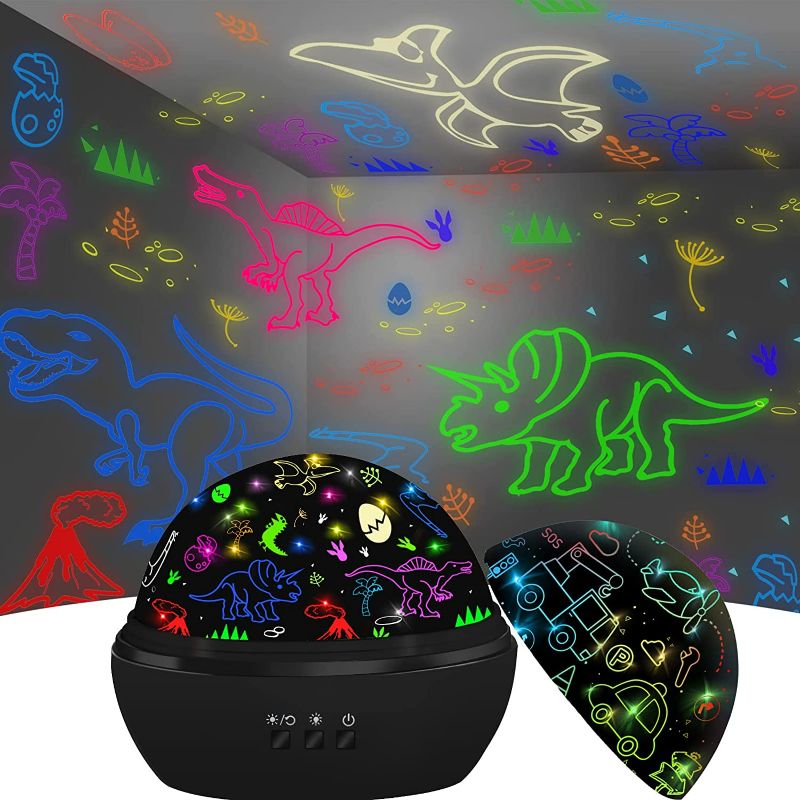 Photo 1 of Night Light for Kids,Dinosaur Night Light for Kids Room Decor,Dino and Cars Night Light Projector for Age 3-6, Kids Night Light Kids Christmas Birthday Easter Gifts, Gifts for Boys Girls Toddler Baby