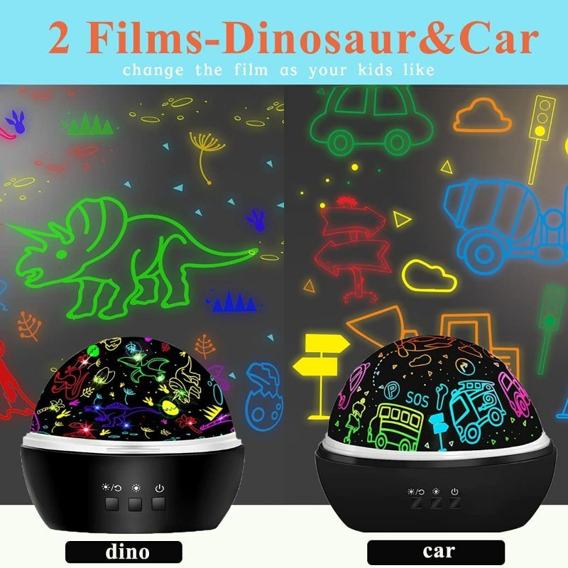 Photo 2 of Night Light for Kids,Dinosaur Night Light for Kids Room Decor,Dino and Cars Night Light Projector for Age 3-6, Kids Night Light Kids Christmas Birthday Easter Gifts, Gifts for Boys Girls Toddler Baby
