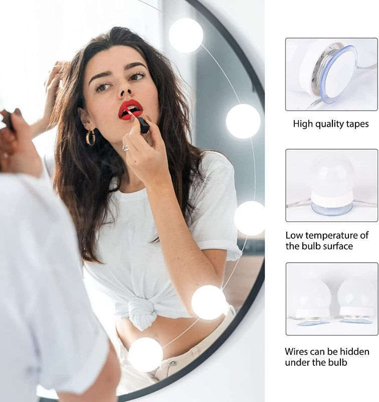 Photo 2 of Hollywood Style Led Vanity Mirror Lights Kit - Vanity Lights Have 10 Dimmable Light Bulbs for Makeup Dressing Table and Power Supply Plug in Lighting Fixture Strip, White (No Mirror Included)