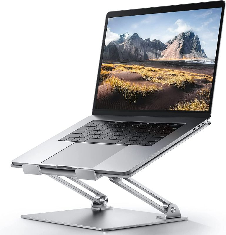 Photo 1 of Adjustable Laptop Stand for Desk, Ergonomic Portable Computer Stand Aluminum Laptop Holder with Heat-Vent to Elevate Laptop, MacBook, Air, Pro, Dell XPS, Samsung, 11-17" All Laptop Stand Holder
