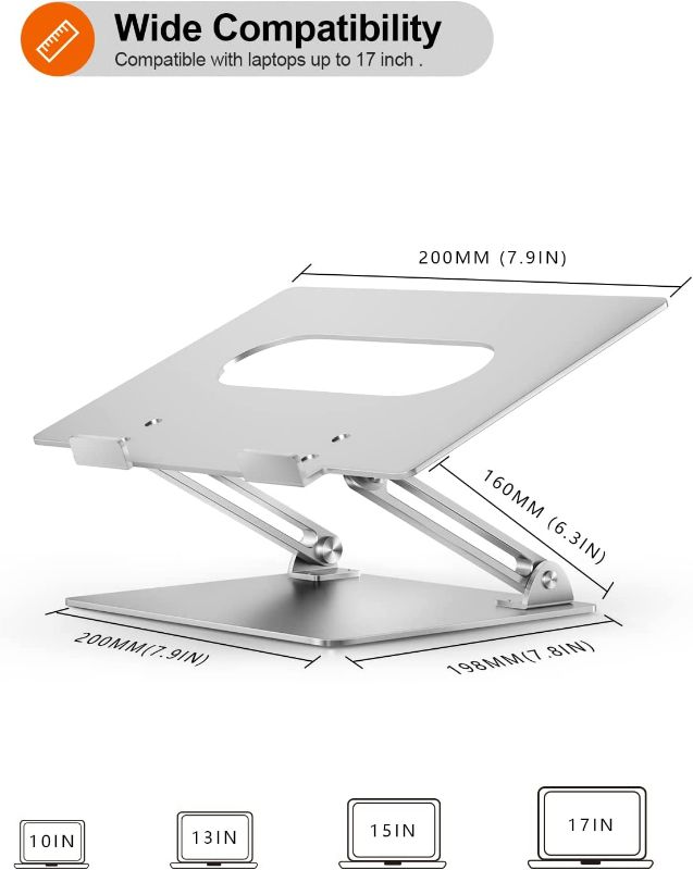 Photo 1 of Adjustable Laptop Stand for Desk, Ergonomic Portable Computer Stand Aluminum Laptop Holder with Heat-Vent to Elevate Laptop, MacBook, Air, Pro, Dell XPS, Samsung, 11-17" All Laptop Stand Holder