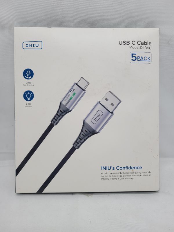 Photo 3 of INIU USB C Cable, [5 Pack 3.1A] QC Fast Charging USB Type C Cable, Nylon(3.3+3.3+6.6+6.6+10ft) Phone Charger USB A to USB C Cable for Samsung Galaxy S21 S20 S10 Plus Note 10 LG Google Pixel OnePlus