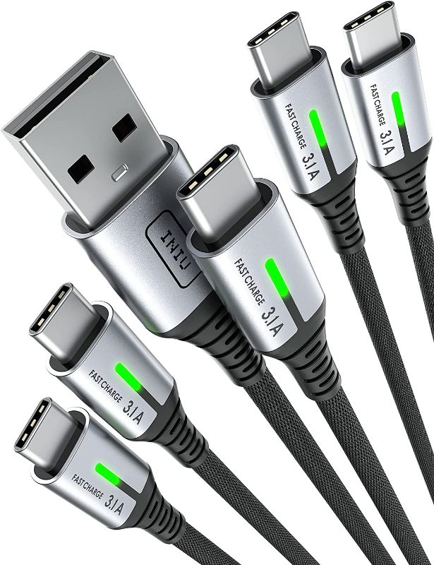 Photo 1 of INIU USB C Cable, [5 Pack 3.1A] QC Fast Charging USB Type C Cable, Nylon(3.3+3.3+6.6+6.6+10ft) Phone Charger USB A to USB C Cable for Samsung Galaxy S21 S20 S10 Plus Note 10 LG Google Pixel OnePlus