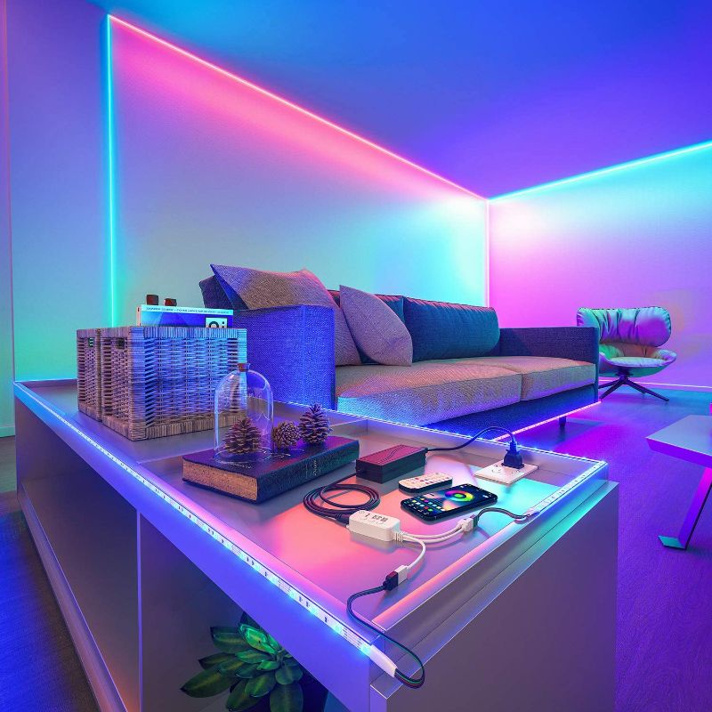 Photo 2 of ehomful 65.6ft Led Strip Lights App Control Music RGB 5050 Color Changing Smart Light Strip Kit for Bedroom,Room,Apartment,Kitchen