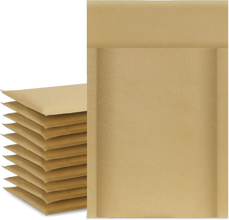 Photo 1 of Metronic Kraft Bubble Mailer 4x8 Inch 50 Pack, Strong Adhesion Padded Envelopes, Tear Resistant Bubble Envelopes, Self Sealing Mailing Envelopes, Packaging for Small Business, Bulk #000 Brown