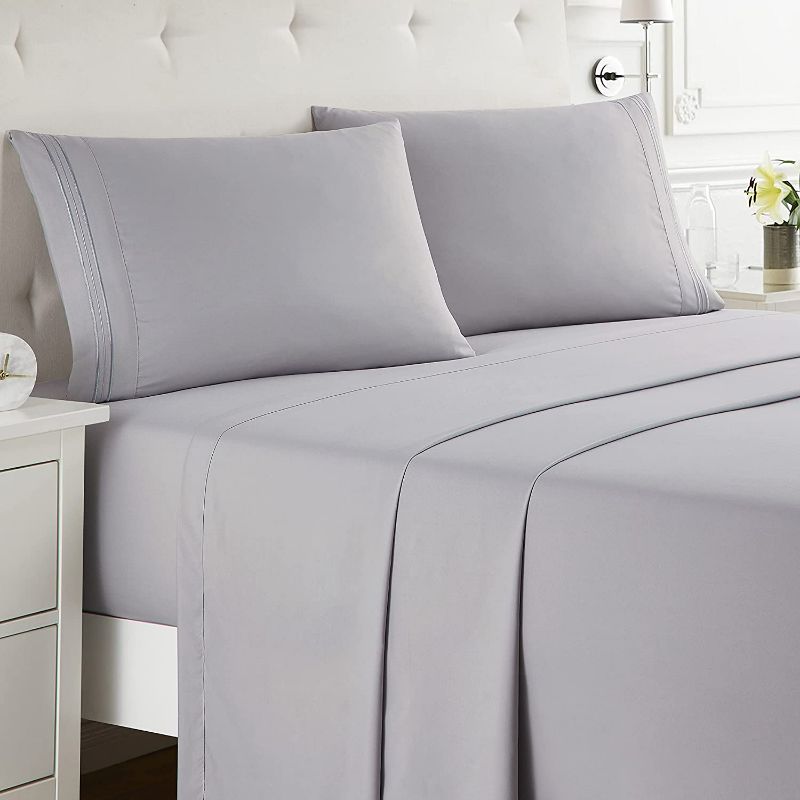 Photo 1 of Nestl Full Size Sheet Sets - 4 Piece Full Size Sheets, Grey Lavender Sheets Full Size Bed Sheets, Double Brushed Bed Sheets Full Size, Hotel Luxury Full Bed Sheets Set.