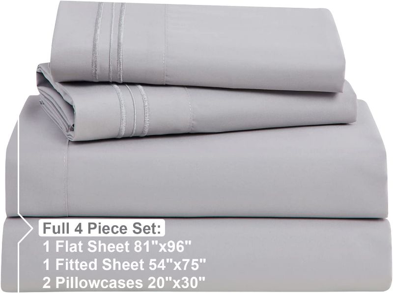 Photo 2 of Nestl Full Size Sheet Sets - 4 Piece Full Size Sheets, Grey Lavender Sheets Full Size Bed Sheets, Double Brushed Bed Sheets Full Size, Hotel Luxury Full Bed Sheets Set.