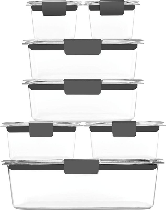 Photo 2 of Rubbermaid 14-Piece Brilliance Food Storage Containers with Lids for Lunch, Meal Prep, and Leftovers, Dishwasher Safe, Clear/Grey