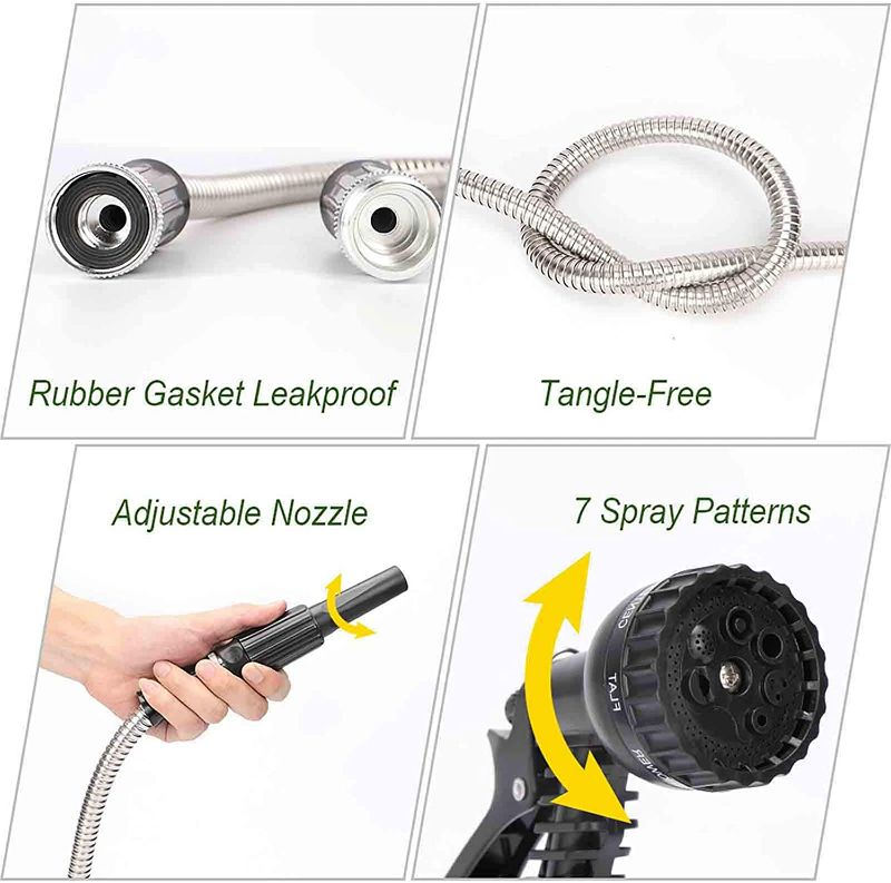 Photo 1 of Stainless Steel Metal Garden Hose - 75FT with 2 Nozzles, Lightweight, Heavy Duty, High Pressure, Flexible, Tangle Free & Kink Free Cool to Touch, Outdoor Yard Hose