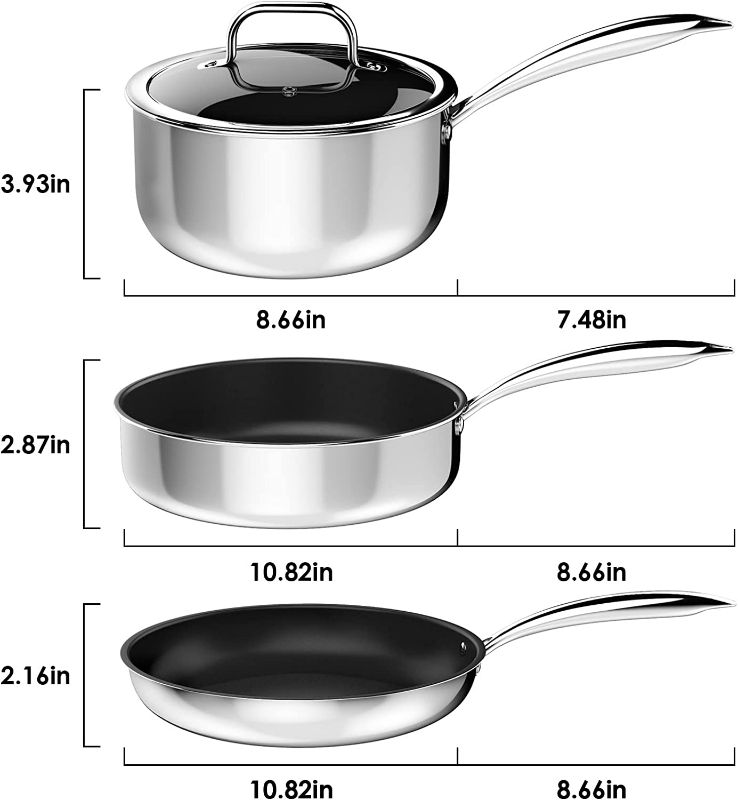 Photo 2 of Stainless Steel Pots and Pans Set, Induction Cookware 4 piece with Lid, Cookware Sets for Oven & Dishwasher Safe By MOMOSTAR
