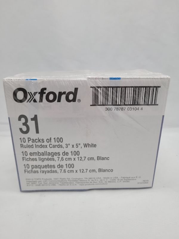 Photo 4 of Oxford Ruled Index Cards, 3" x 5", White, 1,000 Cards, 10 Packs of 100 (98833)