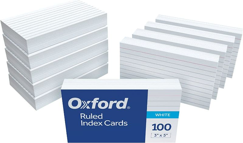 Photo 1 of Oxford Ruled Index Cards, 3" x 5", White, 1,000 Cards, 10 Packs of 100 (98833)