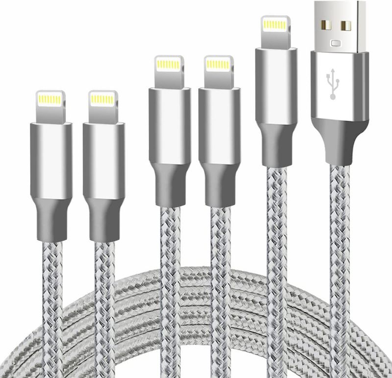 Photo 1 of iPhone Charger,WACAUR Lightning Cable 5PACK(2.9/2.9/6/6/10FT)[MFi Certified]Nylon Braided USB Charging Cable High Speed Data Sync Transfer Cord Compatible iPhone 13/12/11Pro Max/XS MAX/XR/XS/X/8/7iPad