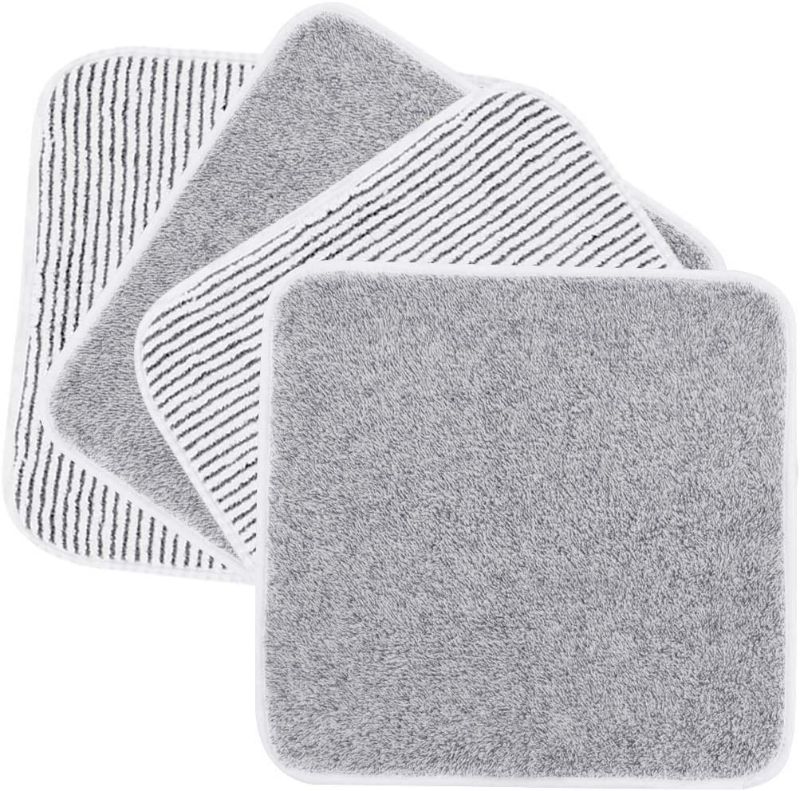 Photo 2 of CHRUNONE 4 Pack Microfiber Bamboo Carbon Towel Makeup Remover Cloth Reusable Face Wash Cloth for Bathroom, Facial Cleaning Wipes Soft for Sensitive Skin (12" X12")
