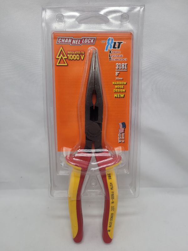 Photo 2 of CHANNELLOCK 318I 8-inch XLT Combination Long Nose Pliers w/ 1000V Insulated Grip | Made in USA | Forged High Carbon Steel