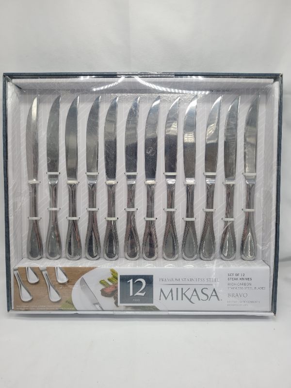 Photo 2 of Mikasa Bravo Premium Stainless Steel Steak Knife, Silver (Set of 12)