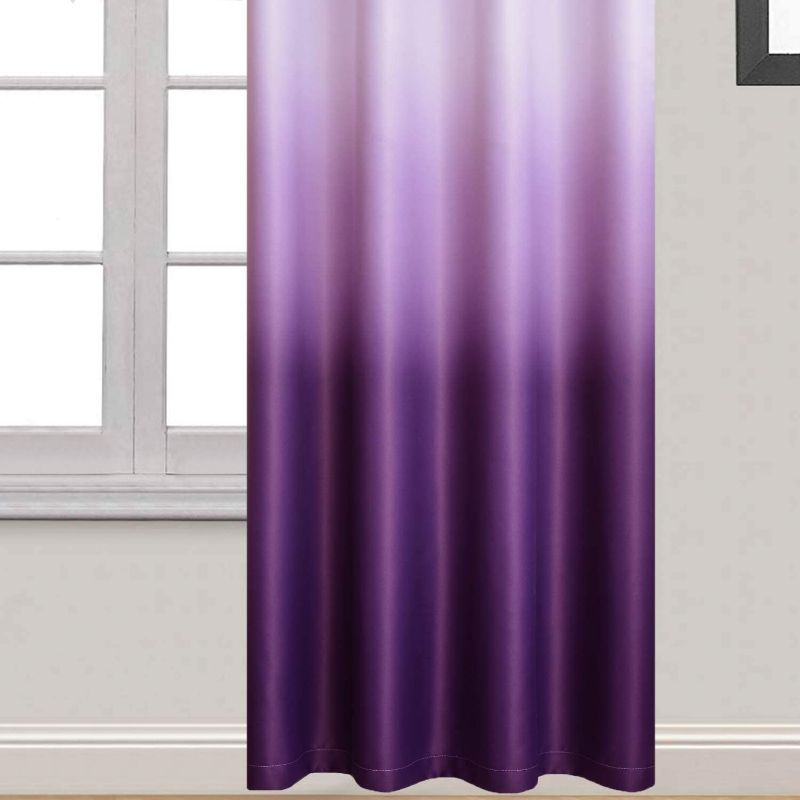 Photo 3 of Yakamok Light Blocking Gradient Color Curtains Purple Ombre Blackout Curtains Room Darkening Thermal Insulated Grommet Window Drapes for Living Room/Bedroom (Purple, 2 Panels, 52x84 Inch)