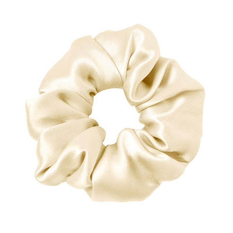 Photo 1 of (2 pack) LILYSILK Silk Hair Scrunchies for Frizz&Breakage Prevention, 100% Mulberry Silk Hair Ties No Damage, Elastic Silk ponytail Holders, 1Pc, Cream