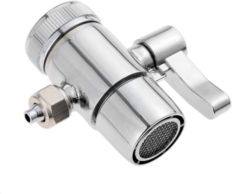 Photo 1 of Faucet Diverter Valve, 1/4" Polished Chrome Faucet Splitter, Water Filter Connector for Kitchen Bathroom Sink Hose Attachment