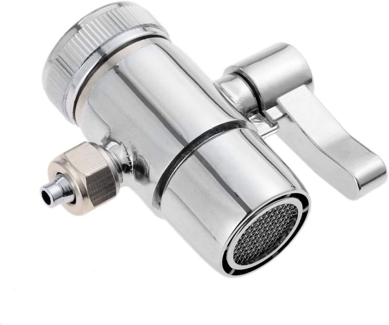 Photo 2 of Faucet Diverter Valve, 1/4" Polished Chrome Faucet Splitter, Water Filter Connector for Kitchen Bathroom Sink Hose Attachment