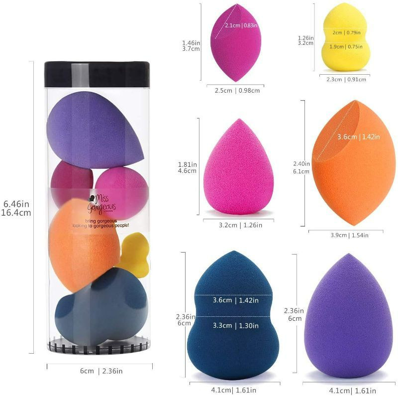 Photo 3 of (2 pack) Miss Gorgeous London Makeup Sponge Set Blender Beauty Foundation Blending Sponge - Multi-colored 6 Pieces