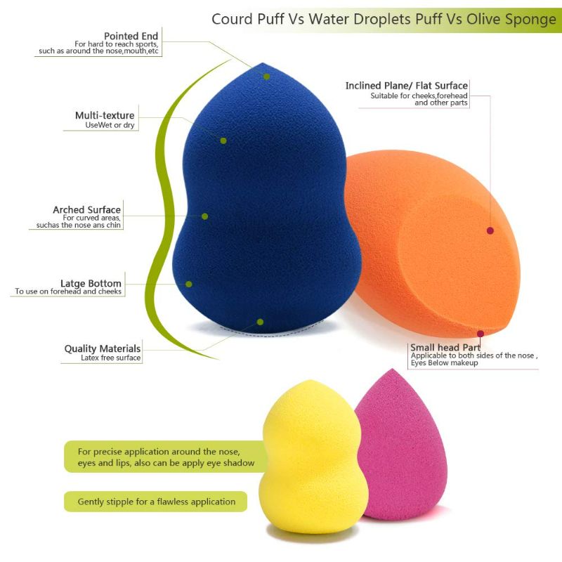 Photo 2 of (2 pack) Miss Gorgeous London Makeup Sponge Set Blender Beauty Foundation Blending Sponge - Multi-colored 6 Pieces