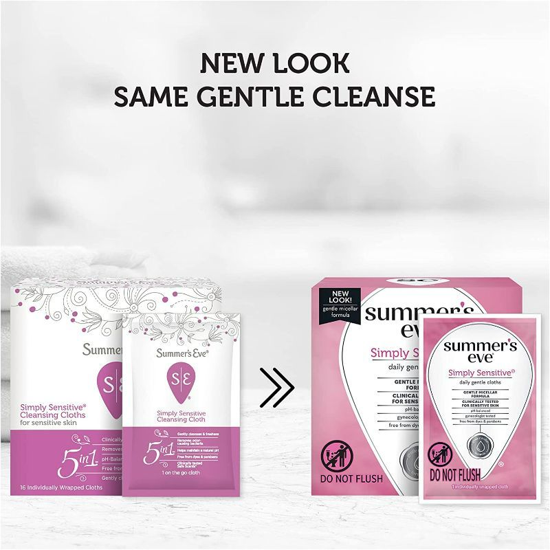 Photo 2 of Summer’s Eve Simply Sensitive Daily Gentle Feminine Wipes, pH Balanced, 16 count, 3 Pack