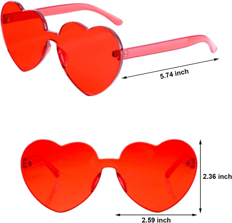 Photo 2 of 4 Pieces Heart Shaped Sunglasses for Women Men Valentine's Day Frameless Glasses