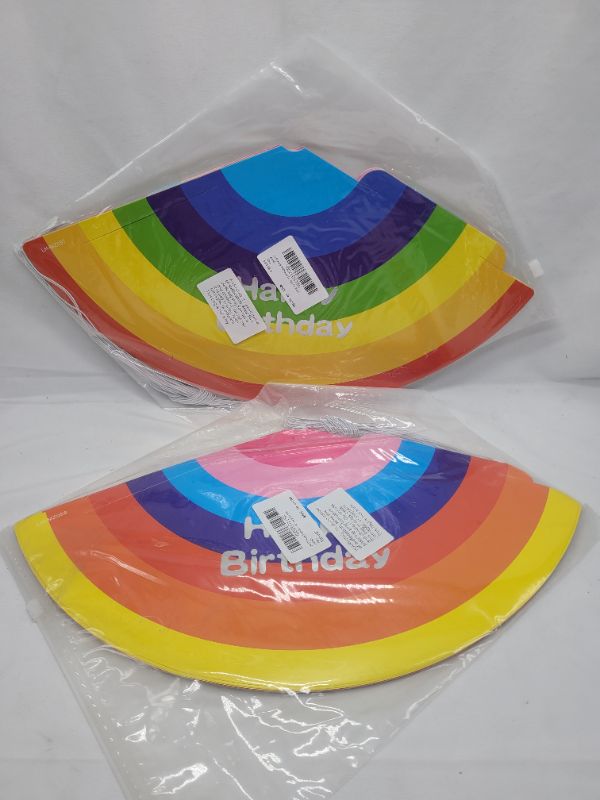 Photo 3 of (2 pack) Outus 20 Pieces Rainbow Party Hats Birthday Party Cone Hats Rainbow Birthday Hats for Kids Adults