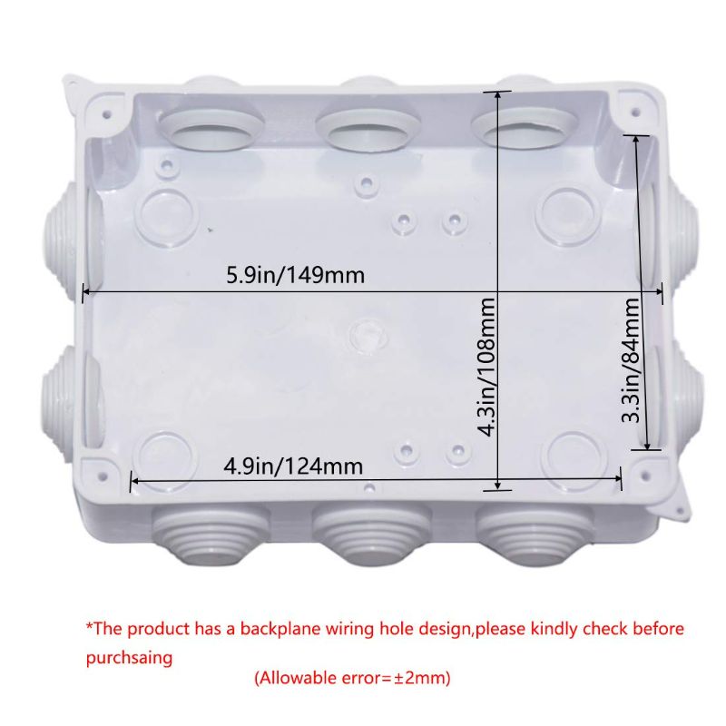 Photo 4 of Zulkit Junction Box ABS Plastic Dustproof Waterproof IP65 Universal Electrical Boxes Project Enclosure White 5.9 x 4.3 x 2.8 inch (150 x 110 x 70mm)