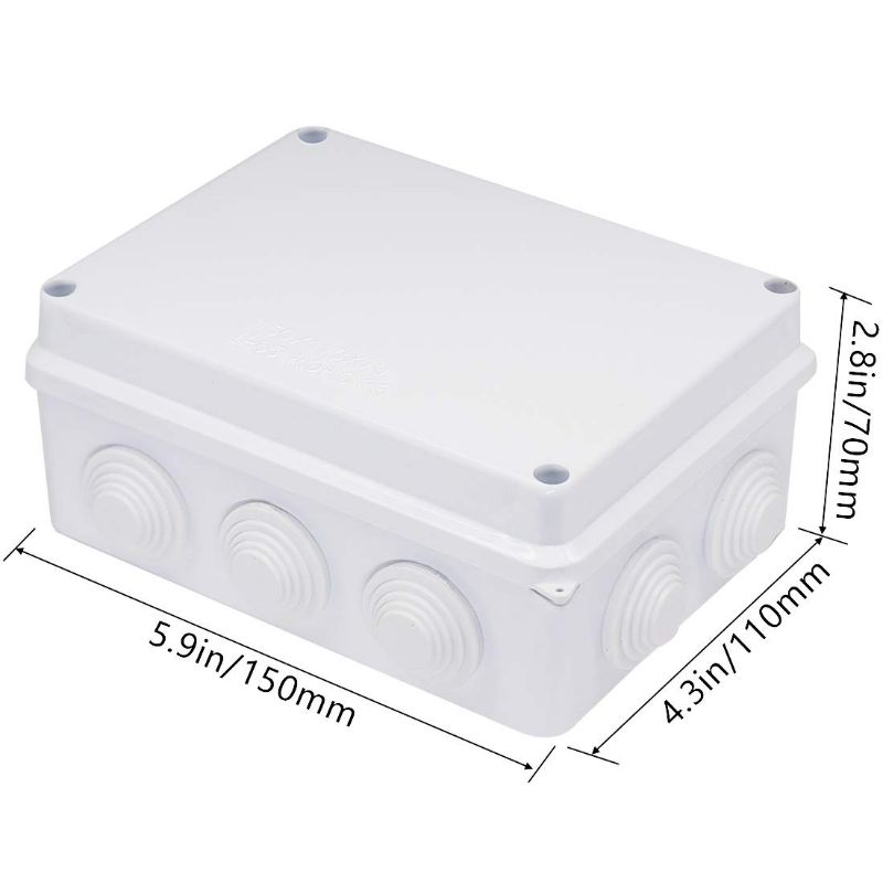 Photo 2 of Zulkit Junction Box ABS Plastic Dustproof Waterproof IP65 Universal Electrical Boxes Project Enclosure White 5.9 x 4.3 x 2.8 inch (150 x 110 x 70mm)
