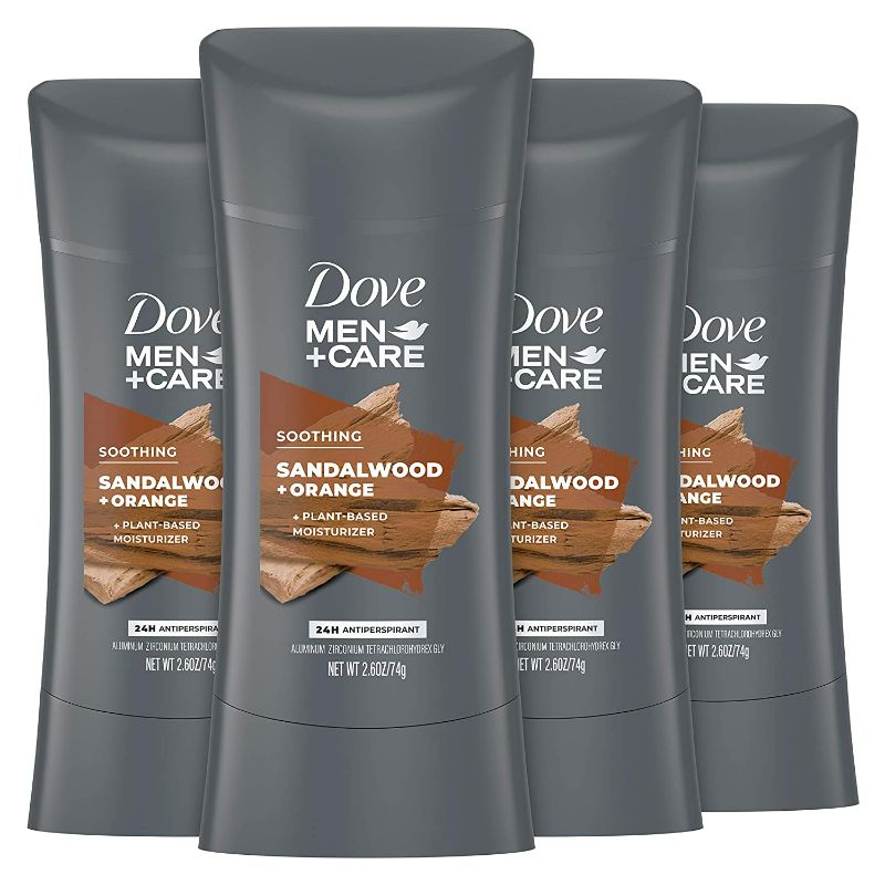 Photo 1 of DOVE MEN + CARE Antiperspirant Deodorant Natural Inspired Sandalwood + Orange Antiperspirant for Men, 2.6 Ounce (Pack of 4)