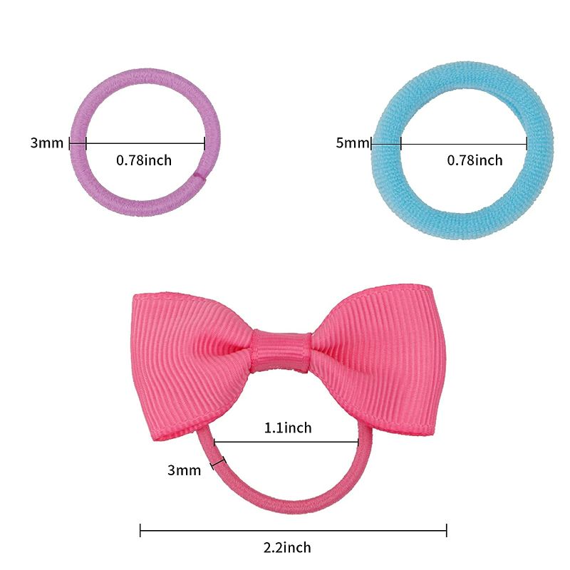 Photo 3 of (2 pack) SYGY 220PCS Baby Hair Ties for Girls, Toddler Hair Ties with Bows, Cotton Small Hair Ties Multicolor Elastic Hair Bands, Cute Hair Accessories Ponytail Holder for Infants Kids (3 Types)