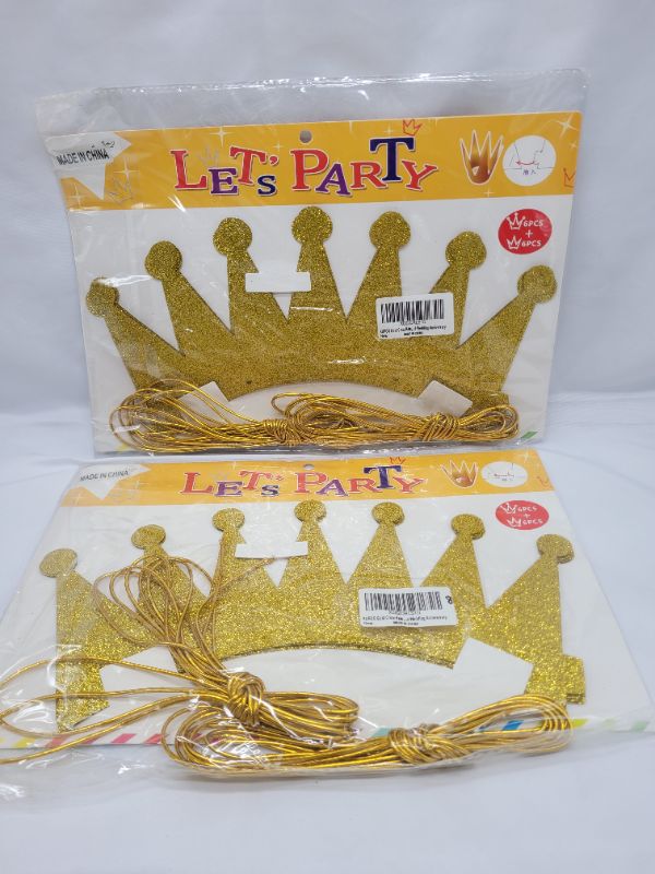 Photo 4 of (2 pack) KUPOO Gold Crow Hats ,12pcs Gold Birthday Crown Hats for Birthday,Party and Wedding Anniversary
