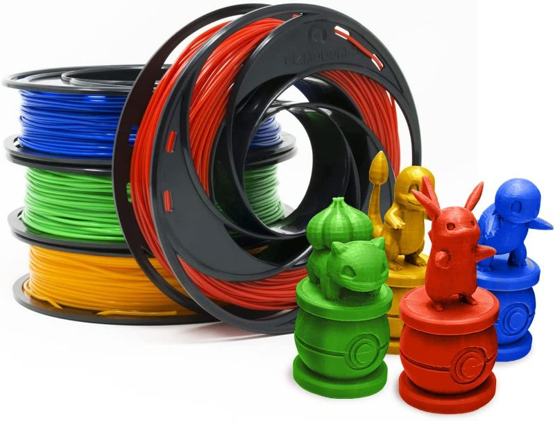 Photo 1 of Gizmo Dorks PLA Filament for 3D Printers 1.75mm 200g, 4 Color Pack - Blue, Green, Orange, Red