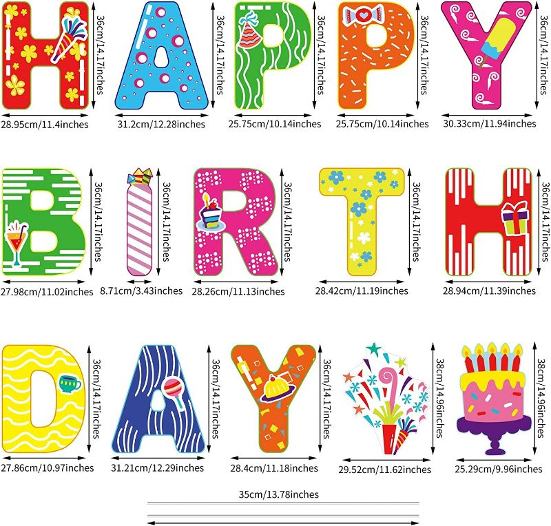 Photo 2 of URATOT 15 Pack Colorful Happy Birthday Yard Sign with Stakes Letter Cupcake Birthday Hat Happy Birthday Yard Sign Decorations Outdoor Lawn Decorations