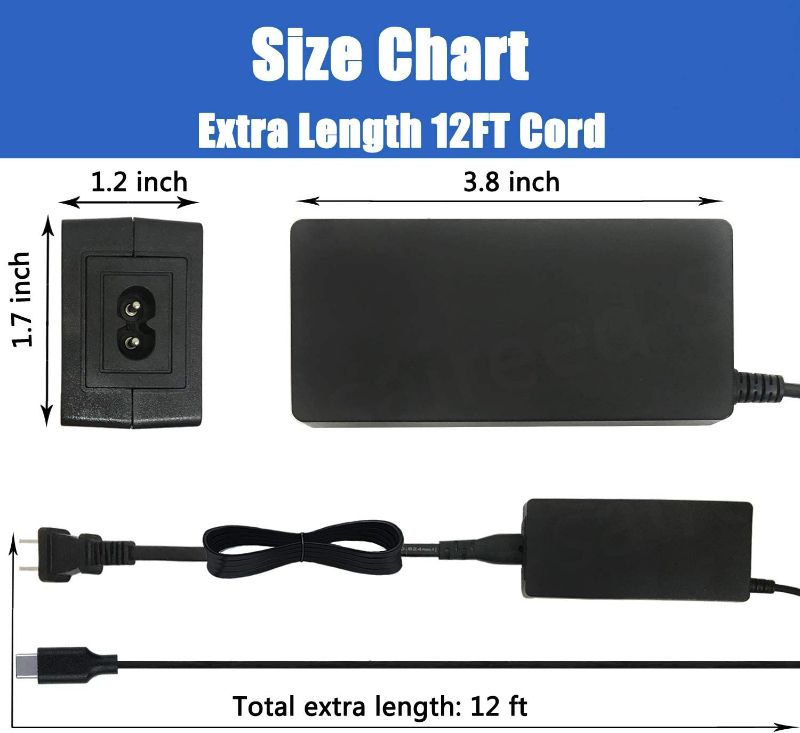 Photo 1 of UL Type C AC Charger for Lenovo Chromebook Duet 3-10IGL5 CB-11IGL05 CB-14IGL05 CB-11AST05 CB-11M735 Yoga C630 720 910 S940 Laptop Charger Power Supply USB-C USB C Adapter W/ 12Ft Cord