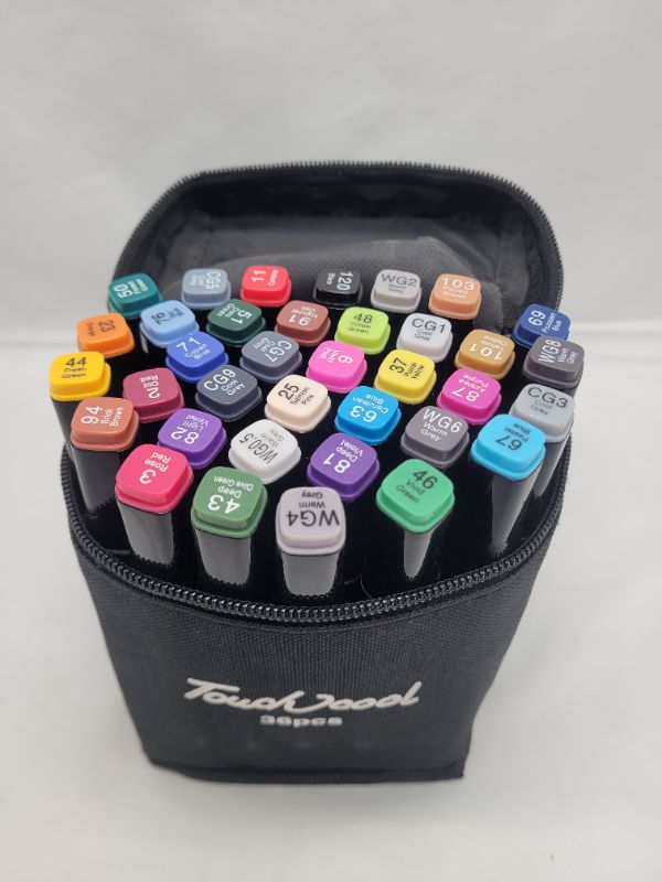 Photo 1 of FOCCTS 36 Colors Alcohol Markers Dual Tips, Alcohol Based Marker with Carry Case, Drawing Markers, Permanent Sketch Manga Marker Pens for Anime Design, Painting, Highlighting