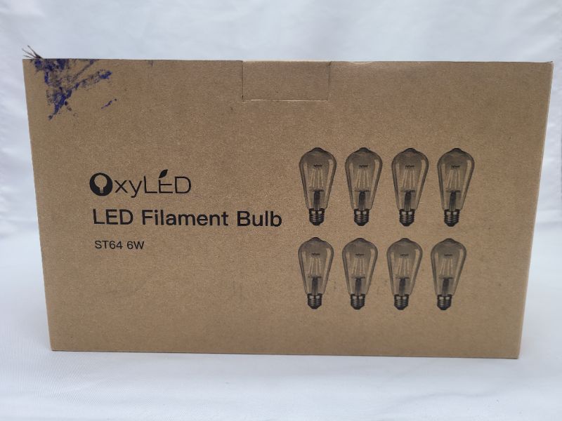 Photo 3 of OxyLED 8 Pack LED Edison Bulbs 60W Equivalent, 6W Vintage Style LED Filament Light Bulbs, E26 Medium Base, Non-Dimmable, Warm White 2700K, Antique ST64 Amber Glass Bulb for Bathroom Kitchen Christmas