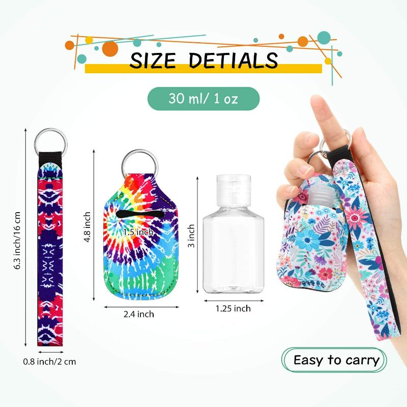 Photo 2 of 54 Pieces Empty Travel Bottles with Keychain Holder Set Include Portable Refillable Travel Bottle Container Reusable Neoprene Bottle Holders Wristlet Keychain (Assorted Style)