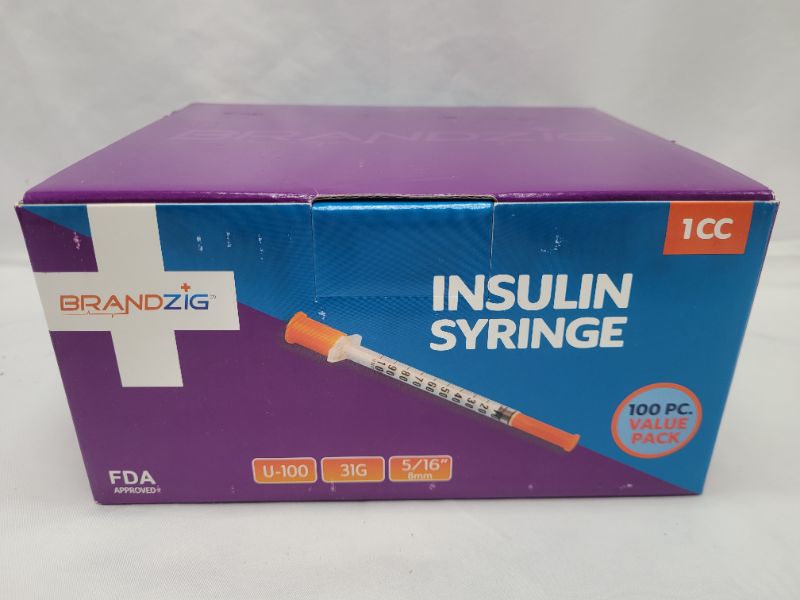 Photo 2 of Brandzig Insulin Syringes 31G 1cc 5/16" 100-Pack