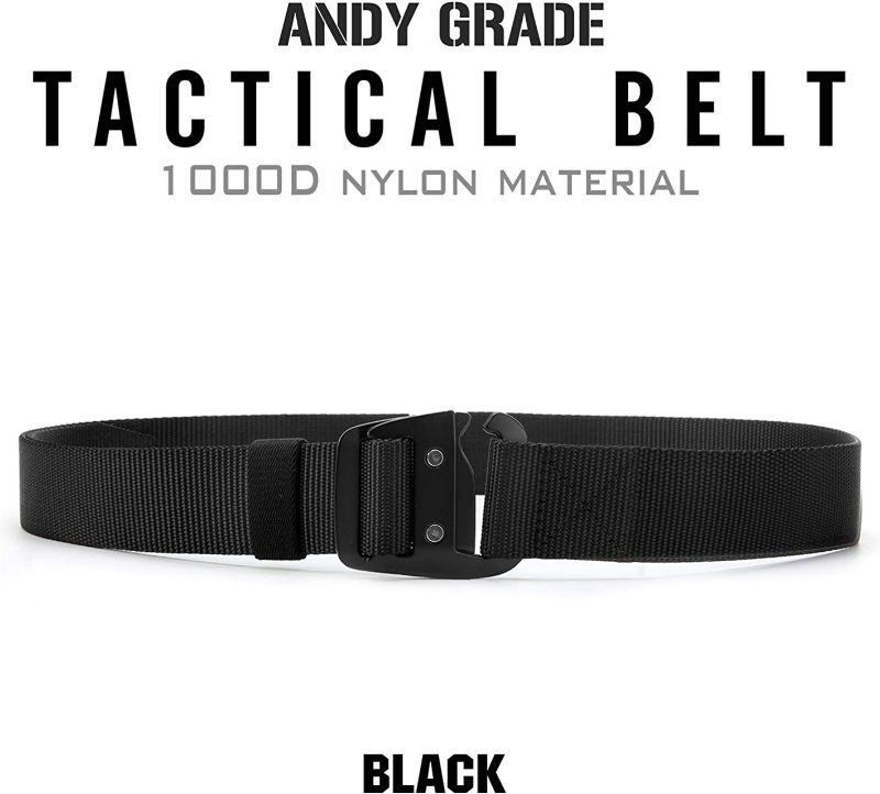 Photo 2 of ANDY GRADE Tactical Rigger Belts Nylon Belts with Simple Hanging Buckle Webbing Waist Belt for Men Jeans 36-42"