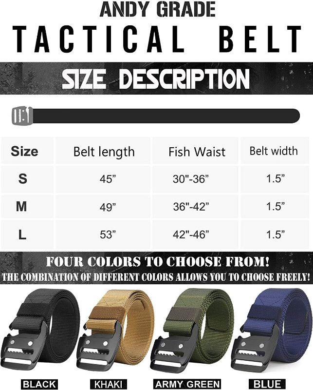 Photo 3 of ANDY GRADE Tactical Rigger Belts Nylon Belts with Simple Hanging Buckle Webbing Waist Belt for Men Jeans 36-42"