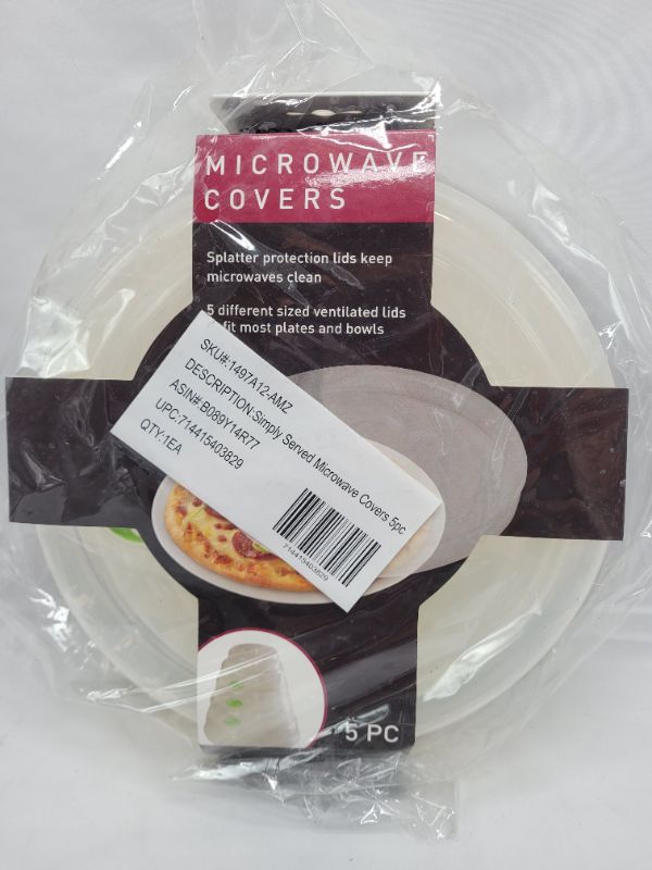 Photo 2 of Simply Served Variety Pack Steam Vents Microwave Splatter Covers, Clear 5pcs